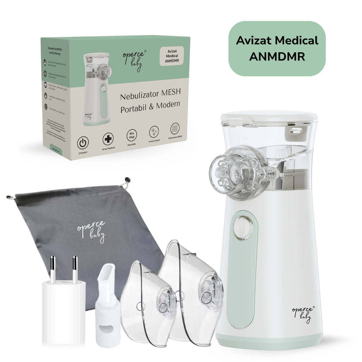 Nebulizator Portabil MESH OPERCEBABYⓇ – Respiratie Usoara, Oriunde, in Doar Cateva Minute