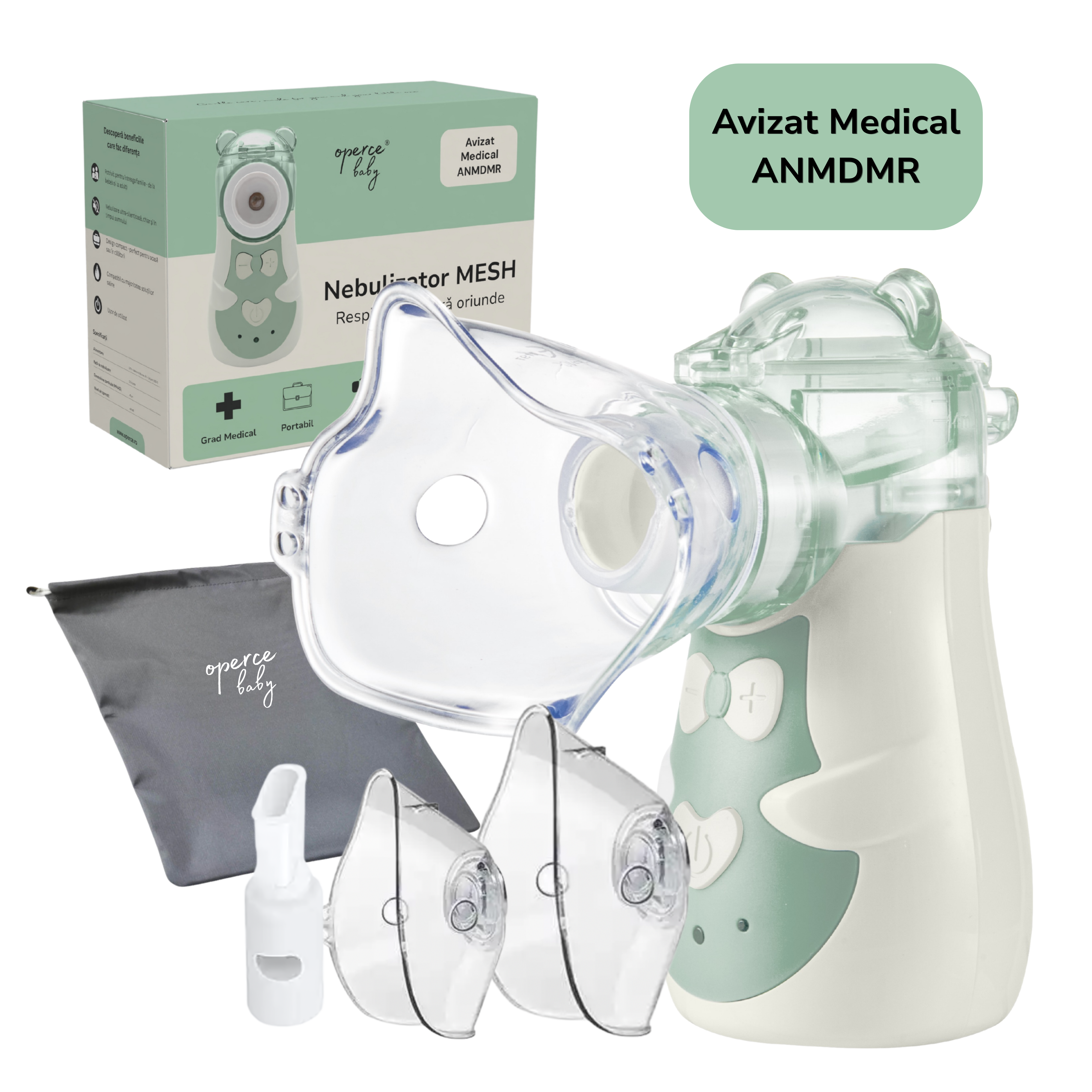 Nebulizator Portabil cu Tehnologie MESH OPERCEBABYⓇ - Respiratie Usoara, Oriunde, Oricand