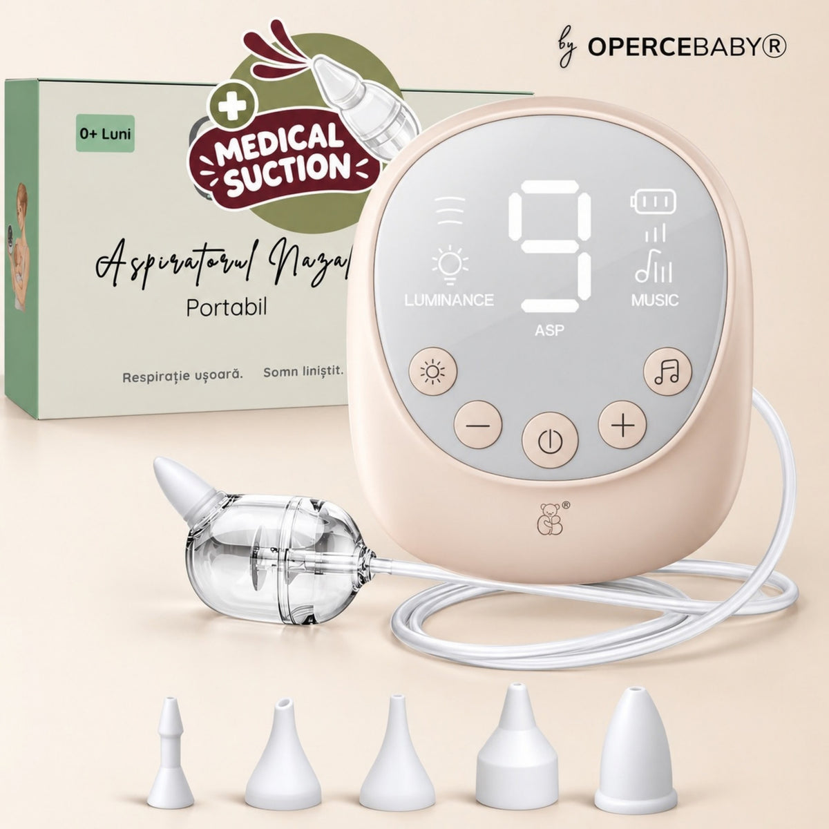 Aspirator Nazal Electric OPERCEBABYⓇ - Respiratie Libera in Cateva Secunde