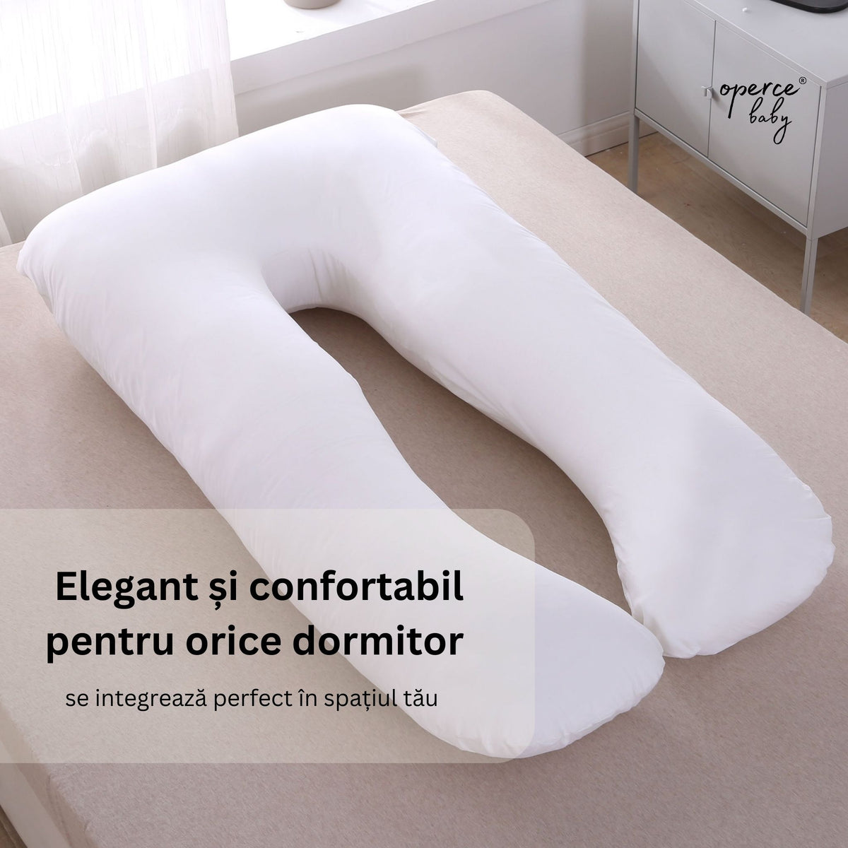 Pernă Gravide & Alăptare Tip U OPERCEBABYⓇ – Suport Total pentru Somn Fără Disconfort