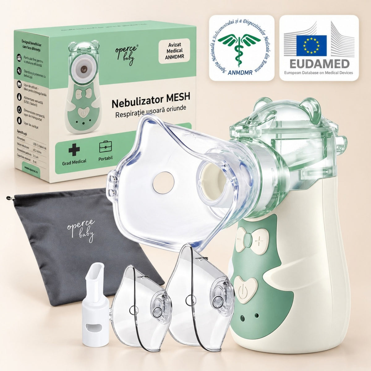 Nebulizator Portabil cu Tehnologie MESH OPERCEBABYⓇ - Respiratie Usoara, Oriunde, Oricand