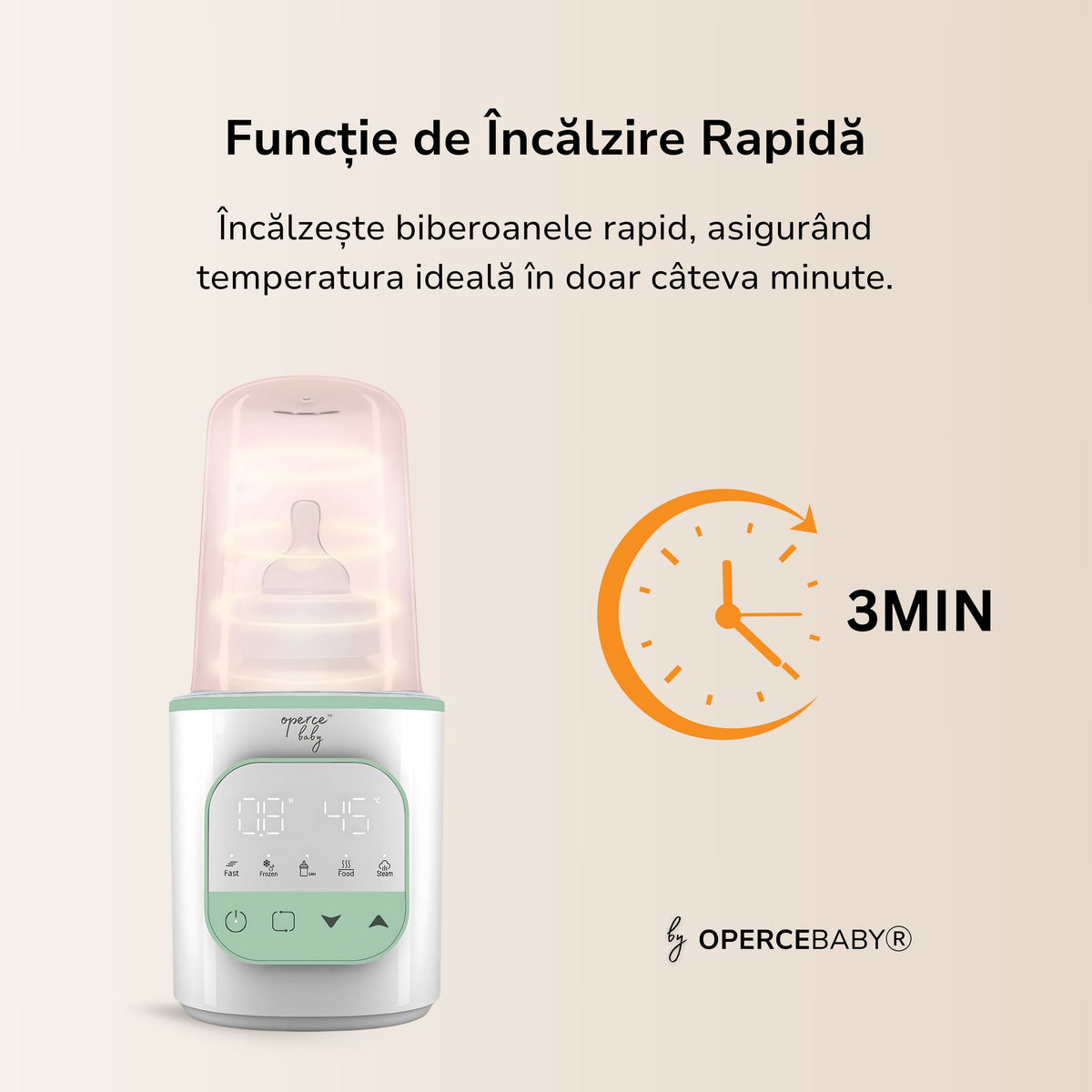 Încălzitor & Sterilizator OPERCEBABYⓇ 5 în 1 – Rapid, sigur și mereu pregătit