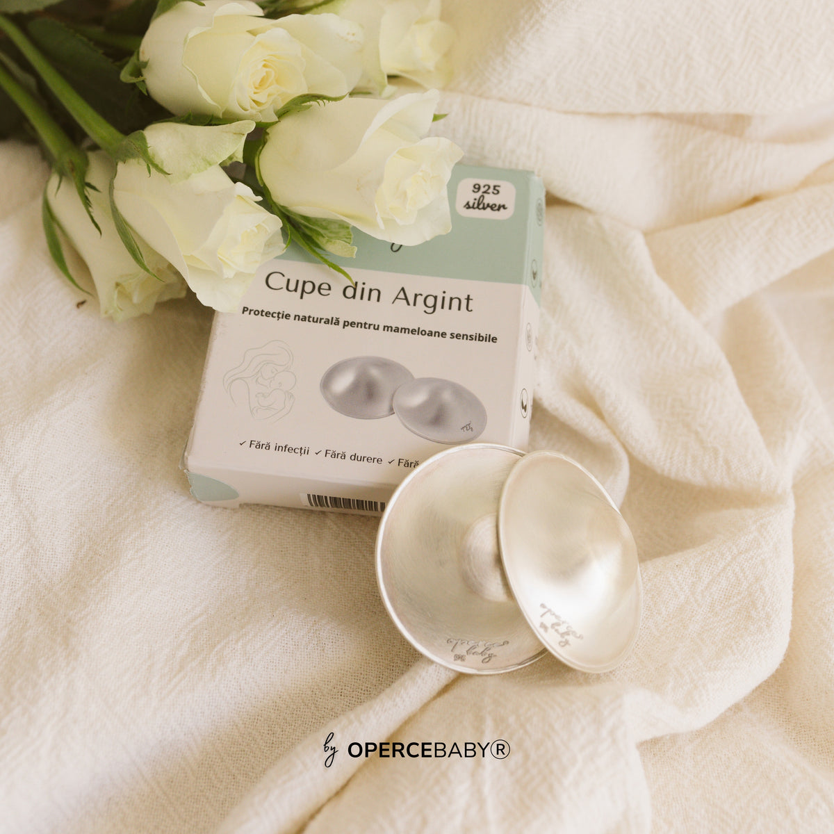 Set Cupe de Argint 925, OPERCEBABYⓇ – Calmare Rapida & Vindecare Naturala a Mamelonului