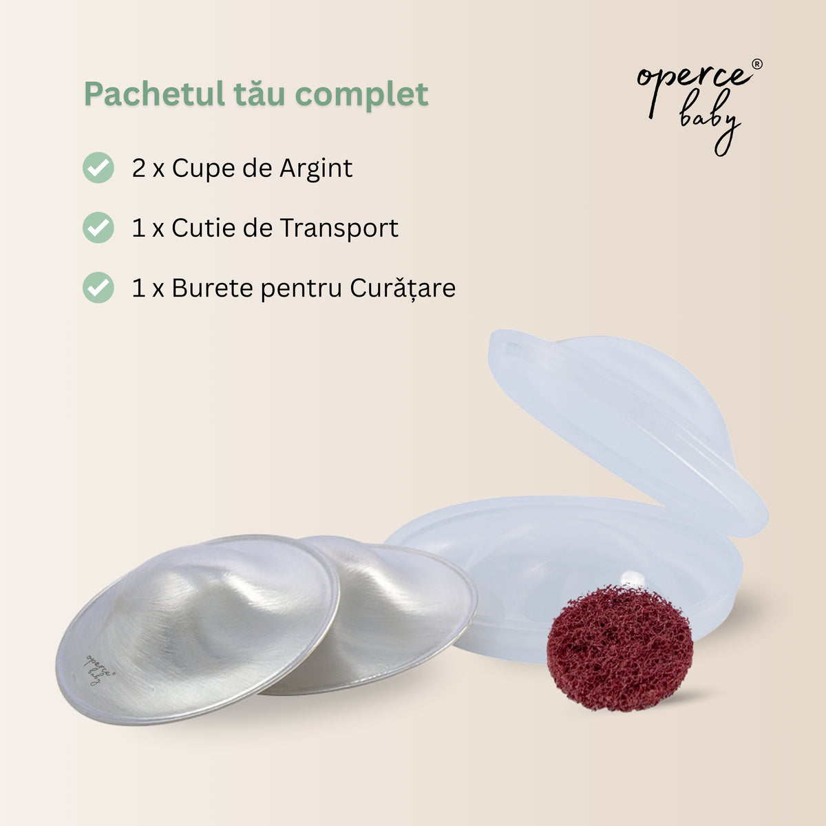 Set Cupe de Argint 925, OPERCEBABYⓇ – Calmare Rapida & Vindecare Naturala a Mamelonului