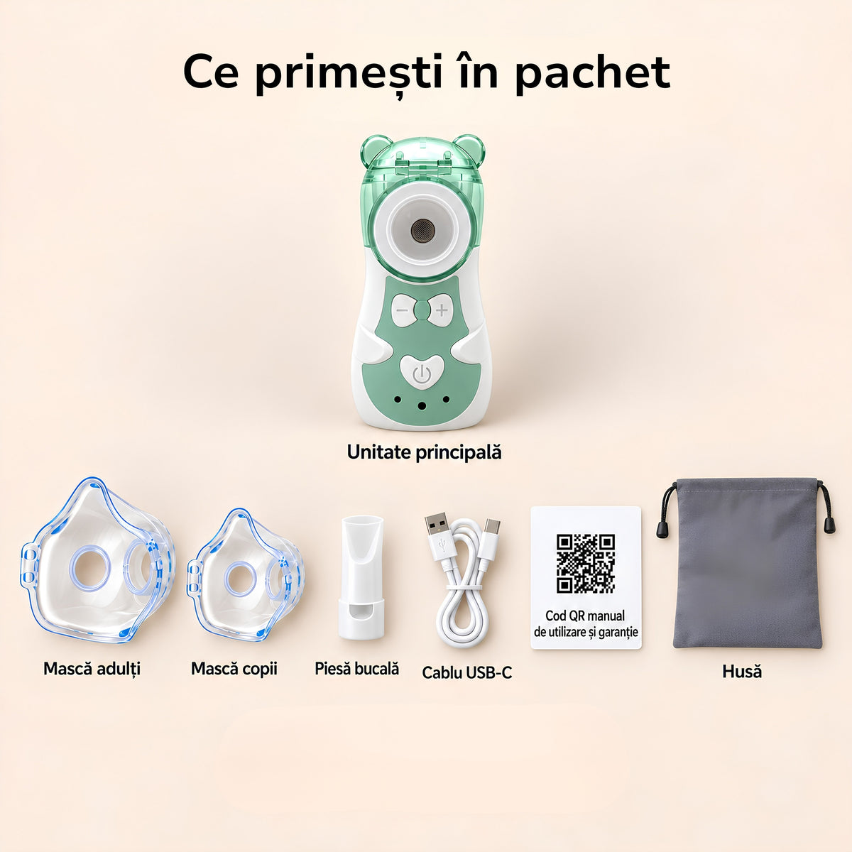 Nebulizator Portabil cu Tehnologie MESH OPERCEBABYⓇ - Respiratie Usoara, Oriunde, Oricand