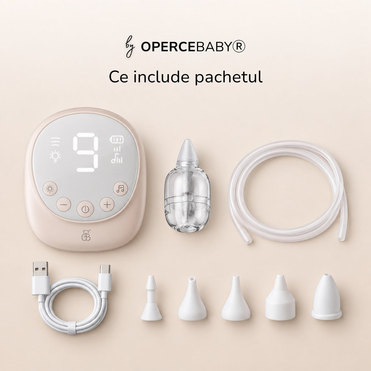 Aspirator Nazal Electric OPERCEBABYⓇ - Respiratie Libera in Cateva Secunde