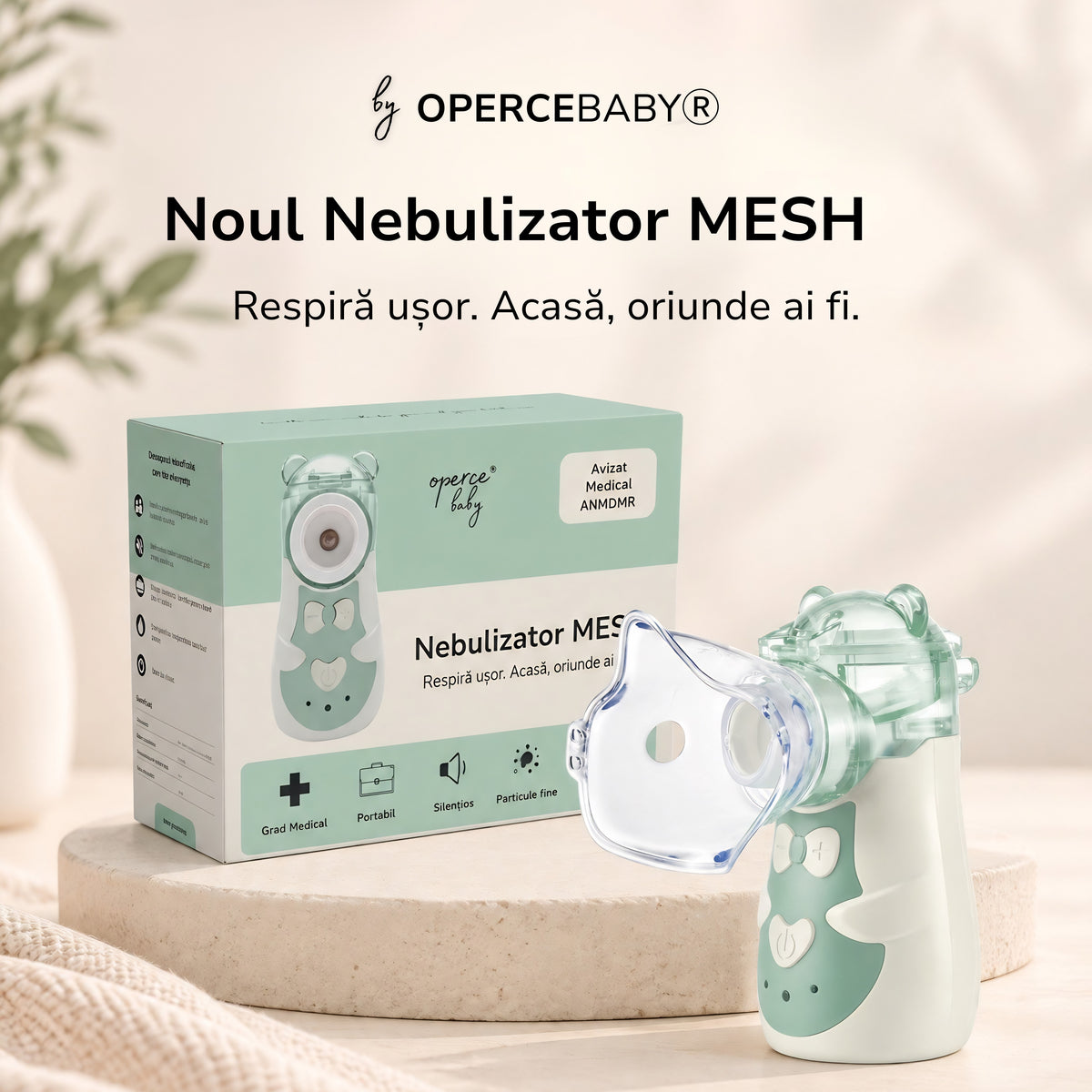 Nebulizator Portabil cu Tehnologie MESH OPERCEBABYⓇ - Respiratie Usoara, Oriunde, Oricand