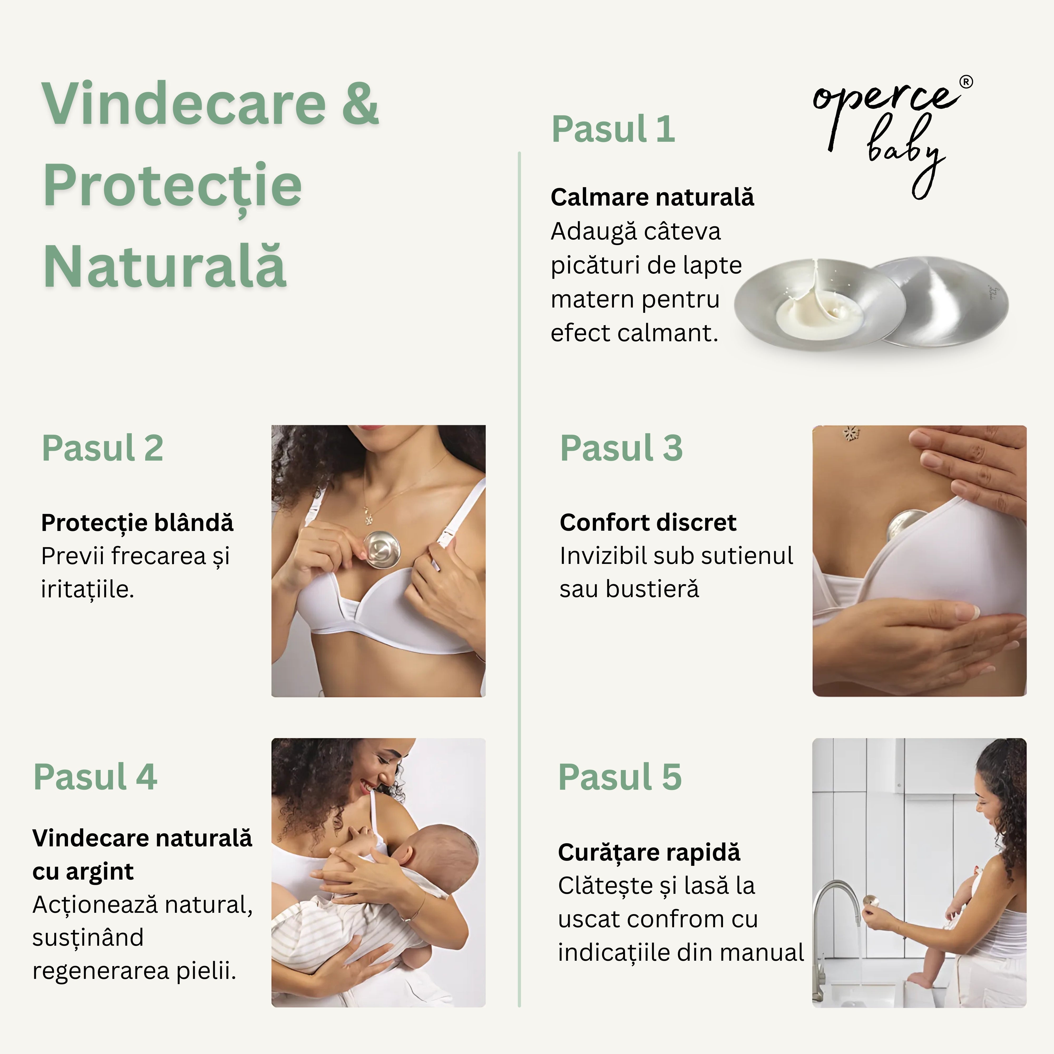 Set Cupe de Argint 925, OPERCEBABYⓇ – Calmare Rapida & Vindecare Naturala a Mamelonului