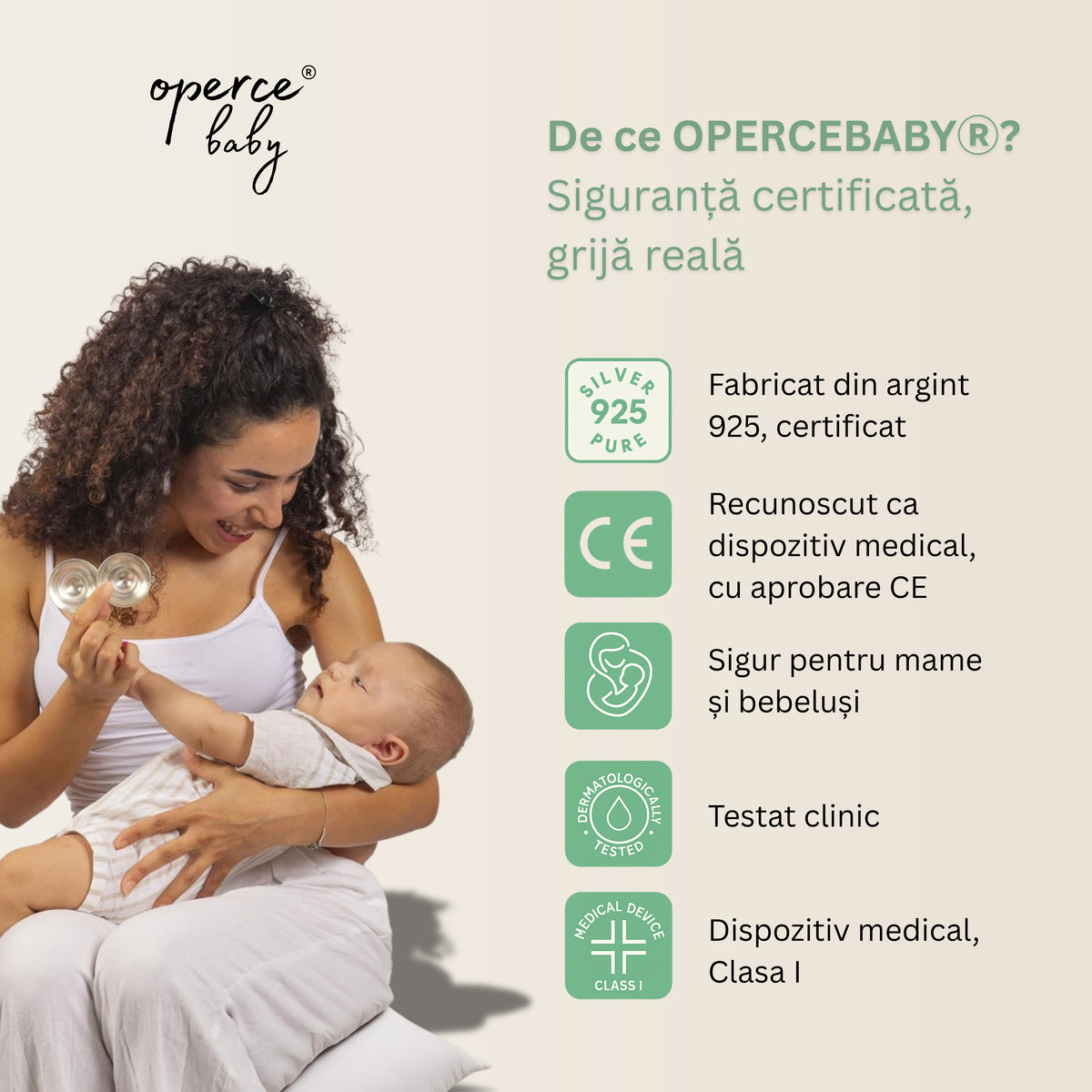 Set Cupe de Argint 925, OPERCEBABYⓇ – Calmare Rapida & Vindecare Naturala a Mamelonului