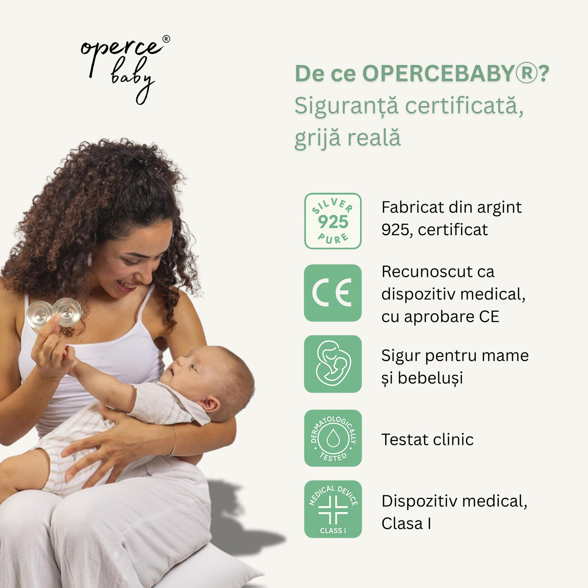 Set Cupe de Argint 925, OPERCEBABYⓇ – Calmare Rapida & Vindecare Naturala a Mamelonului