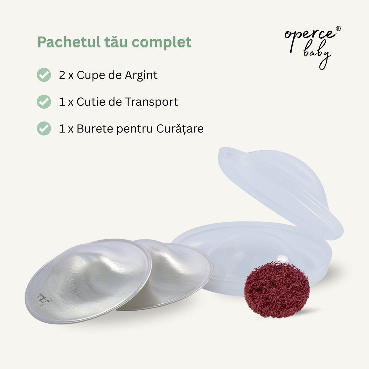Set Cupe de Argint 925, OPERCEBABYⓇ – Calmare Rapida & Vindecare Naturala a Mamelonului