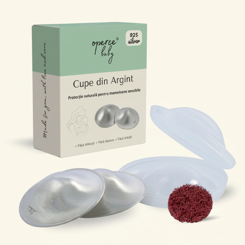 Set Cupe de Argint 925, OPERCEBABYⓇ – Calmare Rapida & Vindecare Naturala a Mamelonului